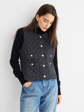 J.CREW quilted lightweight lady vest black signature puffer size XL